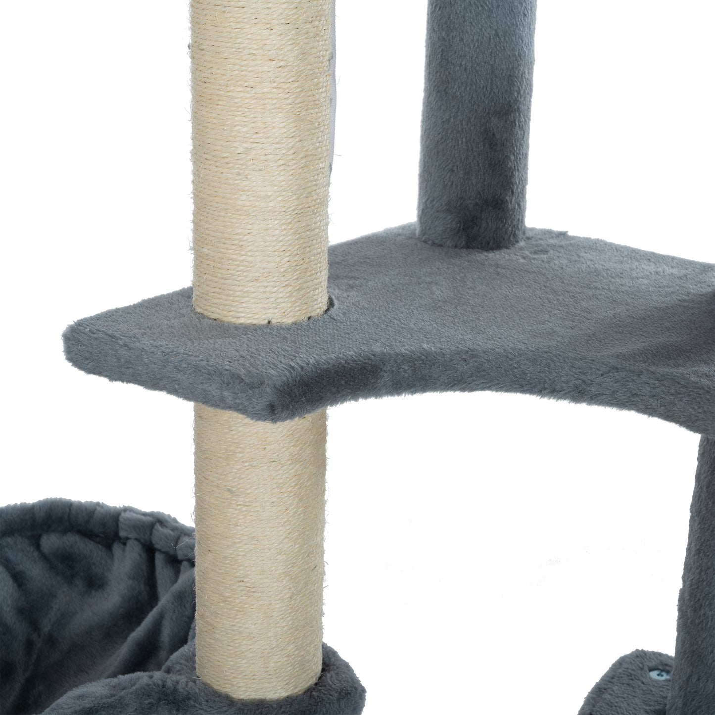 105-Inch Cat Tower for Indoor Cats, Multi-Level Cat Condo with Perches, Caves, Basket, and Scratching Board - Gray Color