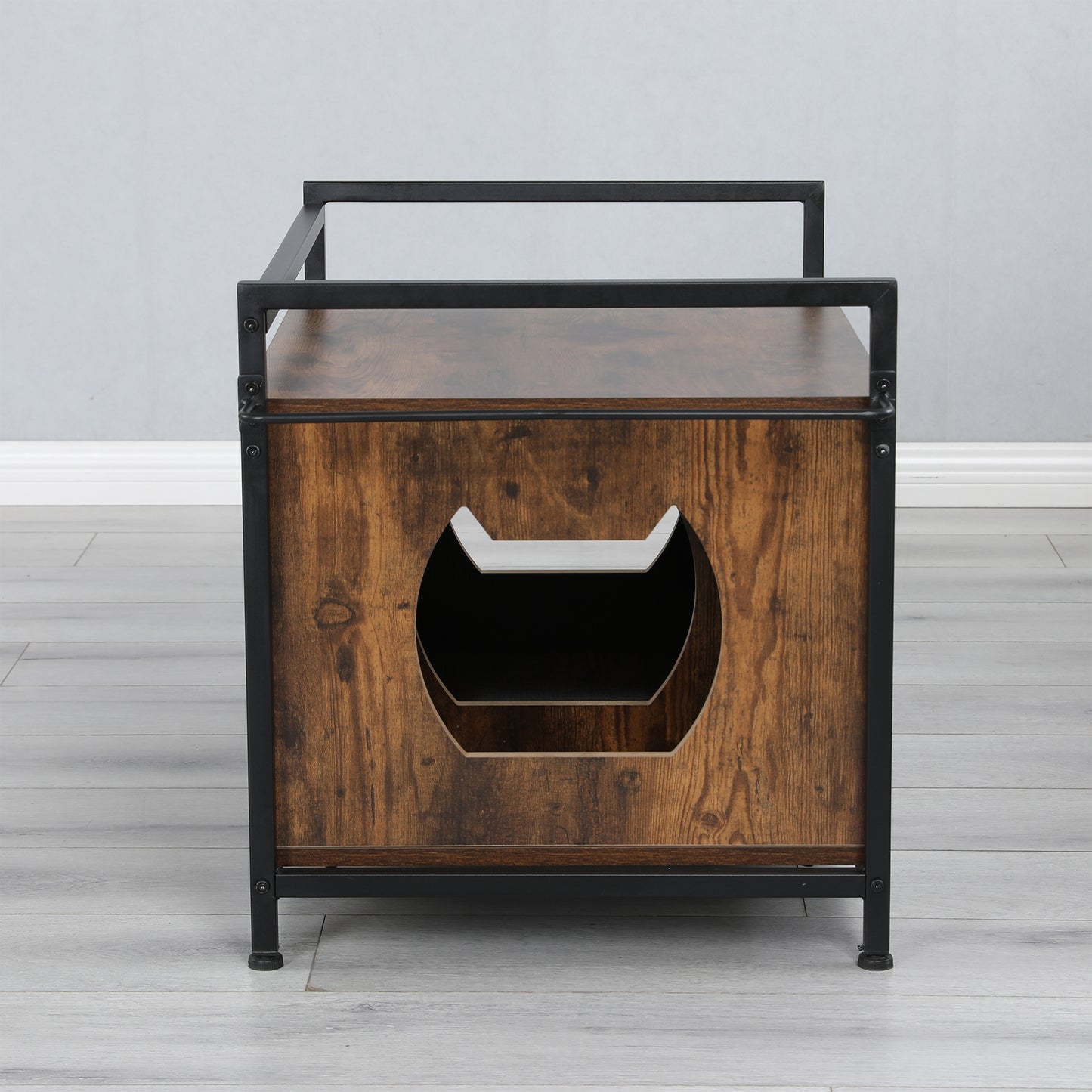 30" Litter Pet Apartment Crate with Sturdy Iron and Wood Structure - Cat Dog House Nightstand, Removable Inner Test Board, Color Options Available