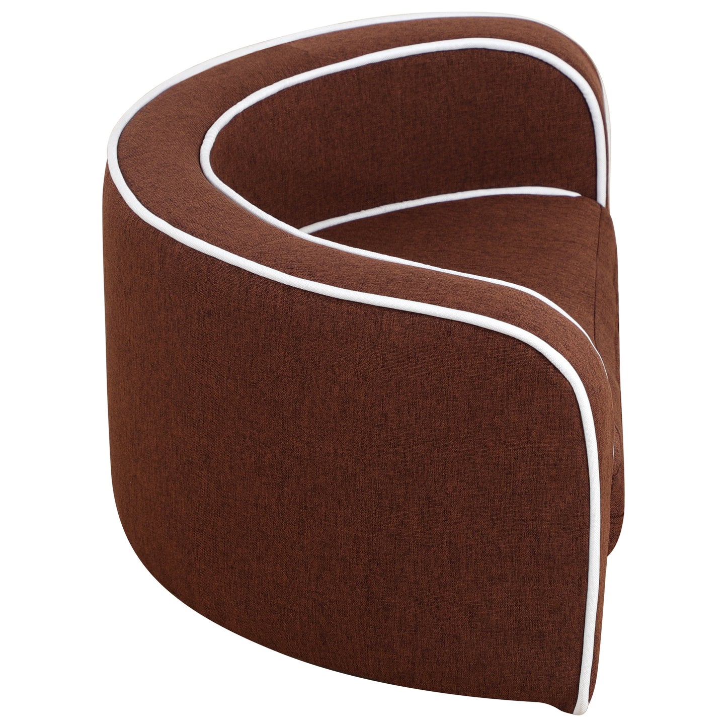 30" Brown Round Pet Sofa - Wooden Structure, Linen Goods, White Roller Lines on Edges - Curved Appearance with Cushion