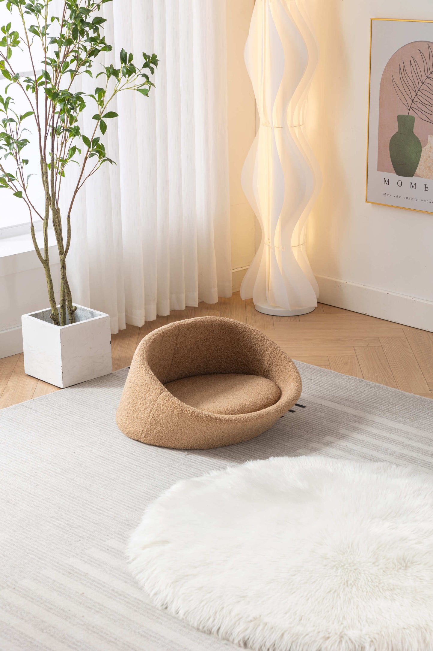 PANGPANG Cat Bed Pet Sofa: Solid Wood Frame, Cashmere Cover, Mid-Size, Brown Color