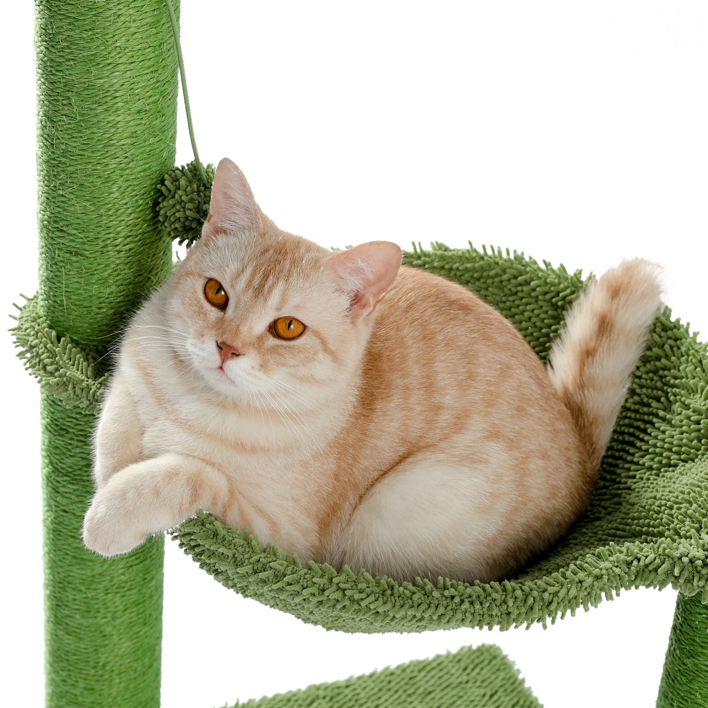 Cactus Cat Tree Cat Scratching Post with Hammock Play Tower, Full Wrapped Sisal Scratching Post for Cats - 93.5cm Green