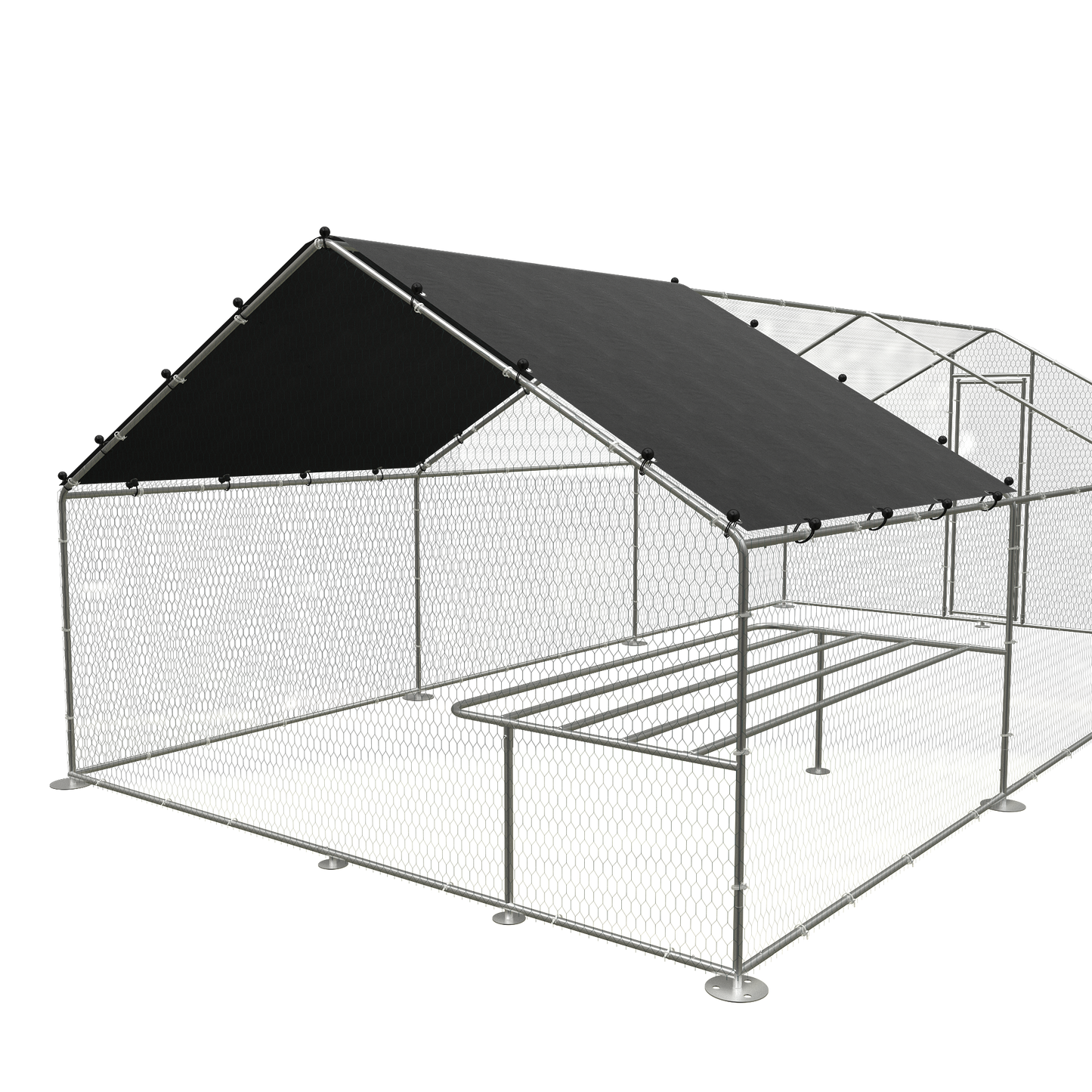 Large Metal Chicken Coop with Walk-In Design, Galvanized Wire, Waterproof Cover - Ideal for Outdoor, Backyard, and Farm Use (9.8' W x 19.7' D x 6.6' H)