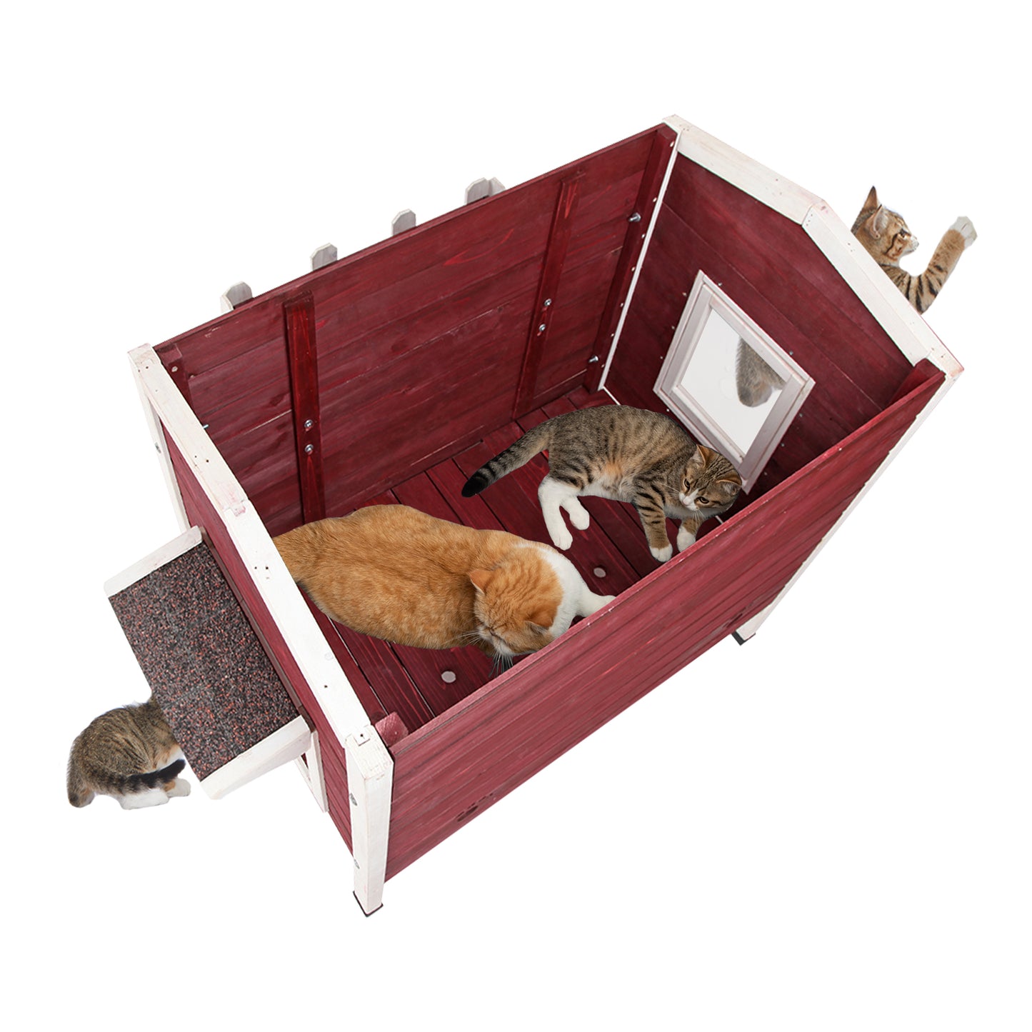 Feral Cat House: Weatherproof Outdoor Shelter for 3 Adult Cats - Larger Design, Ideal for All Seasons - Gray, Spacious and Durable