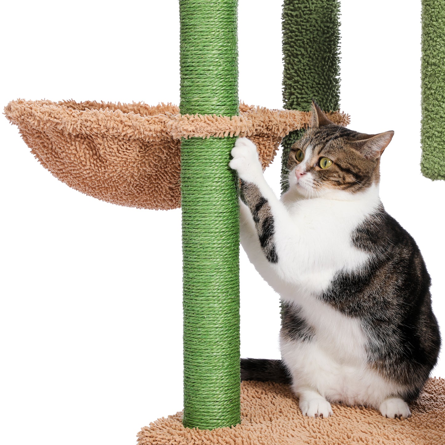 41" Cactus Cat Tower with Scratching Post, Condo, Perch & Hammock - Multi-Level Indoor Cat Play House