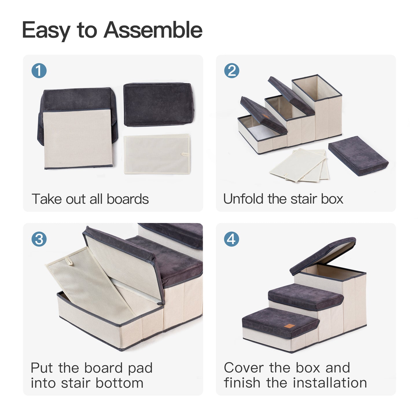 3-Tier Foldable Dog Stairs for Small to Medium Dogs - Pet Steps with Ladder Storage for Bed, Sofa, Couch - Convenient and Versatile Stepper with Foldable Design - Available in Various Sizes and Colors