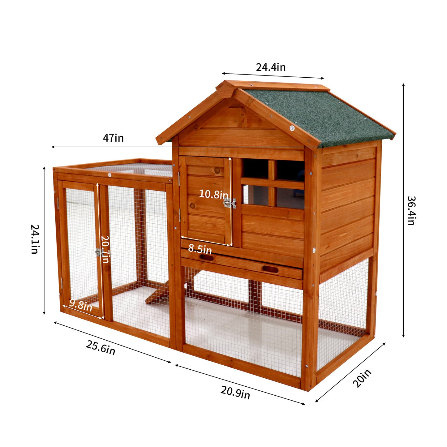 Deluxe Wooden Chicken Coop Hen House Rabbit Wood Hutch Poultry Cage Habitat (Natural) - Spacious and Sturdy Coop for Hen and Rabbit Shelter with Natural Wood Finish, Ideal for Poultry and Small Animals