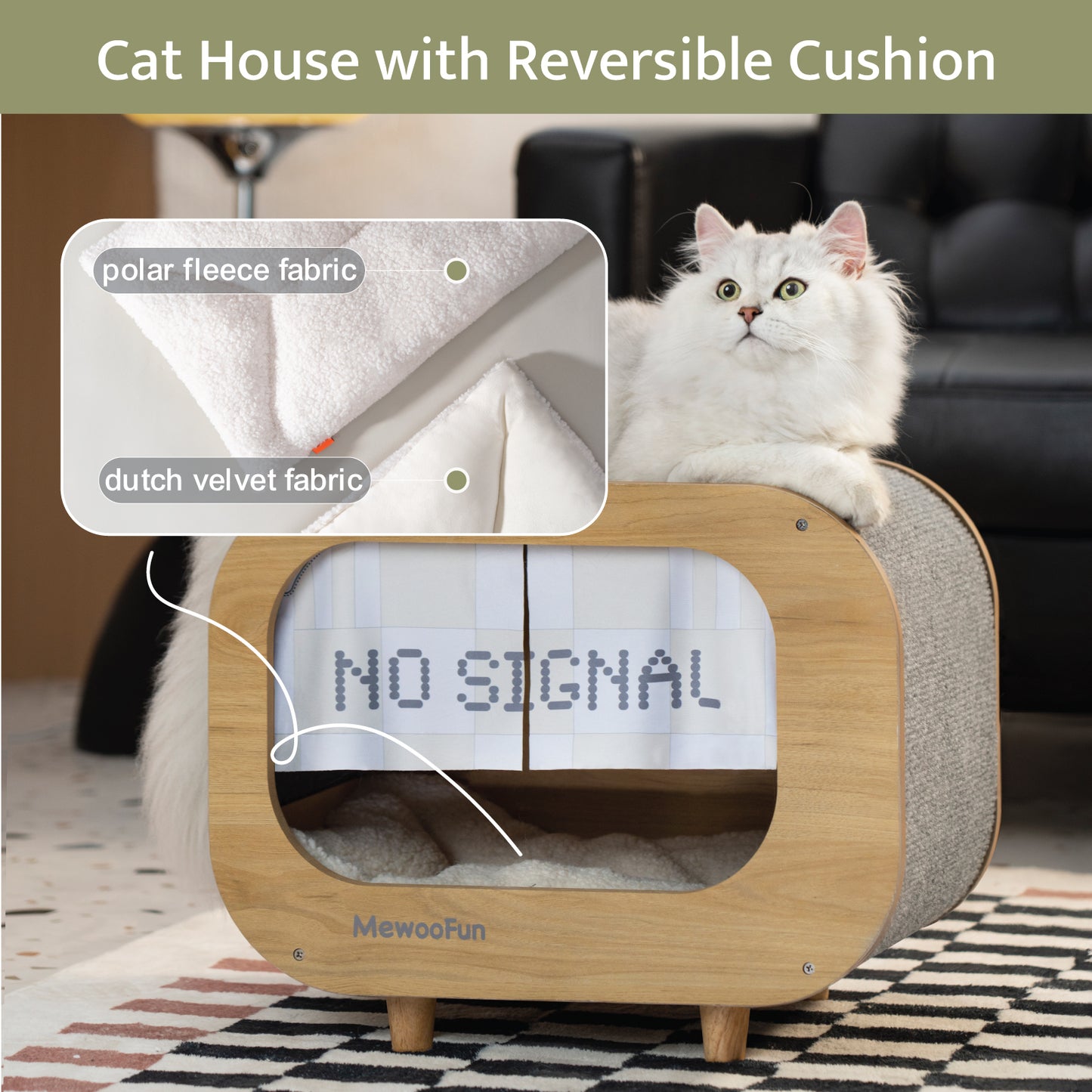 Classic Wooden TV-Shaped Cat Bed with Cushion, Grey - Comfy & Stylish Cat House for Restful Sleep