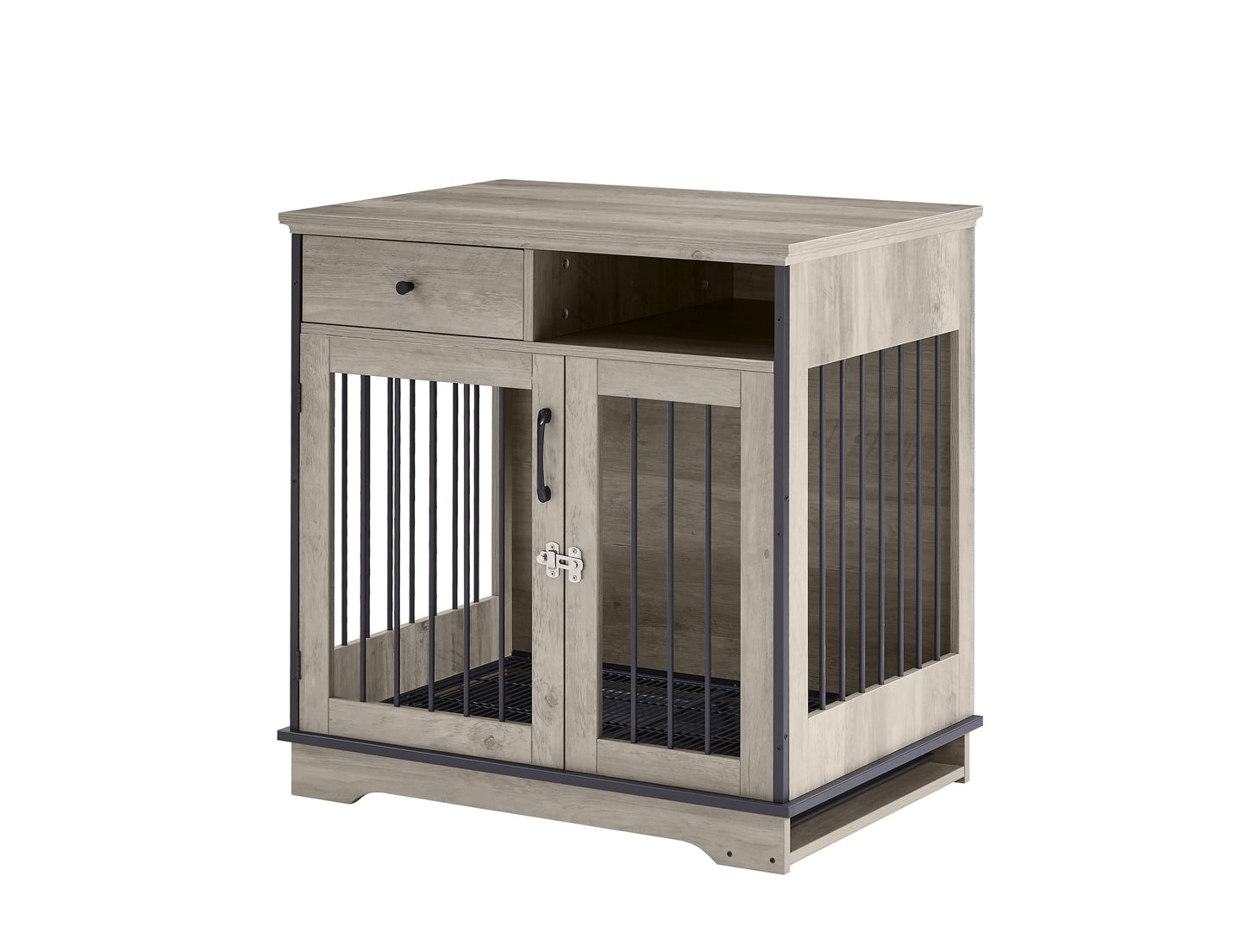 Furniture Dog Crate: Indoor Pet Crate End Tables, Wooden Kennels w/ Removable Trays, Grey, 32.3'' W x 22.8'' D x 33.5'' H