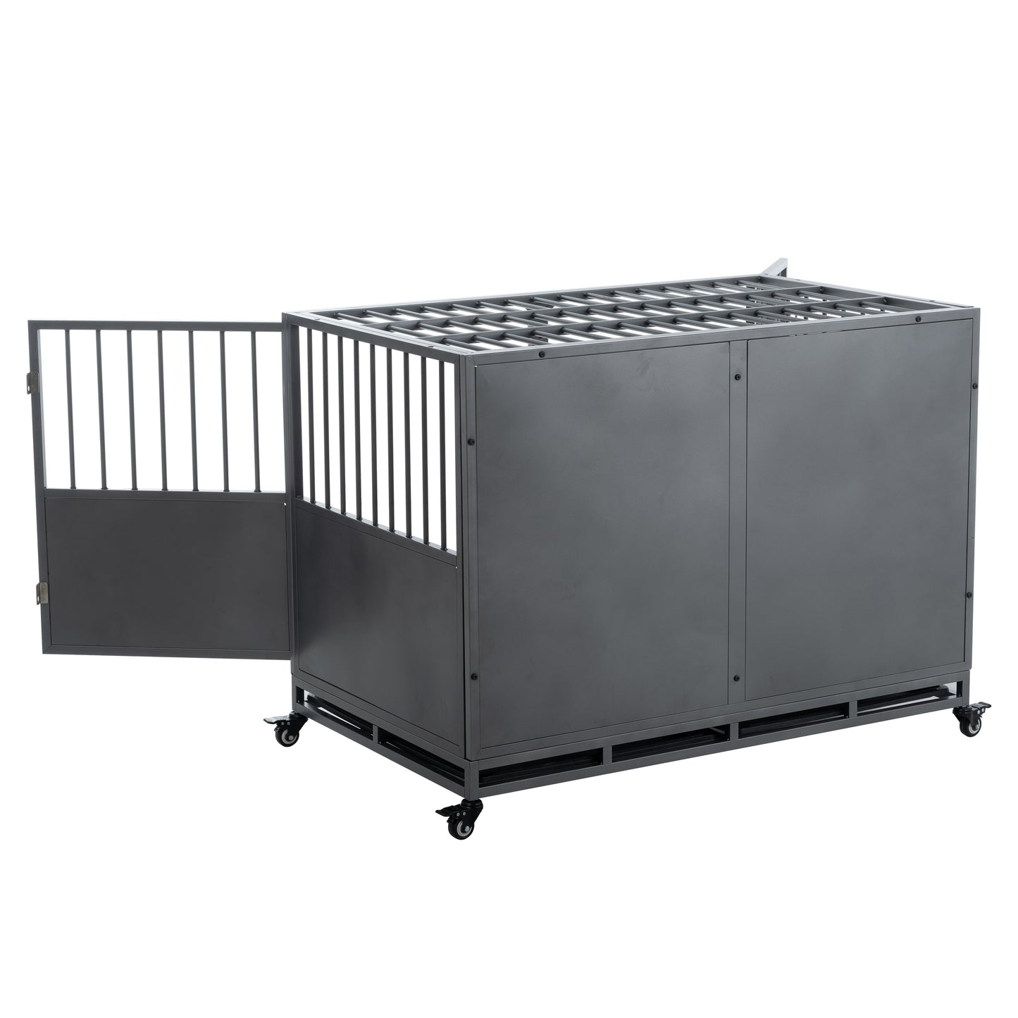 48-Inch Heavy Duty Dog Crate: Durable, Secure, & Spacious for Large Dogs | Easy Assembly | Rust-Resistant | Removable Tray | Two-Door Design | Black