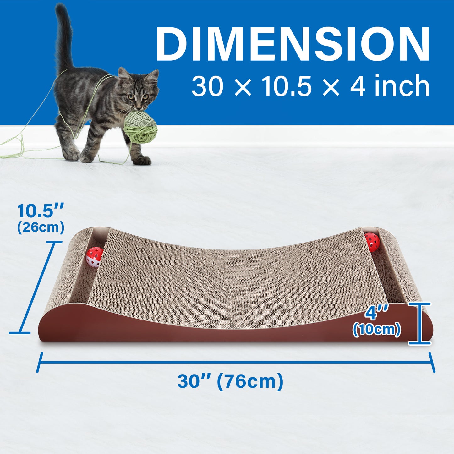 "Cat Scratcher Cardboard Lounge Bed with Bell Ball Toy - Durable, Interactive, and Cozy for Your Feline Companion - Available in Various Sizes and Colors"