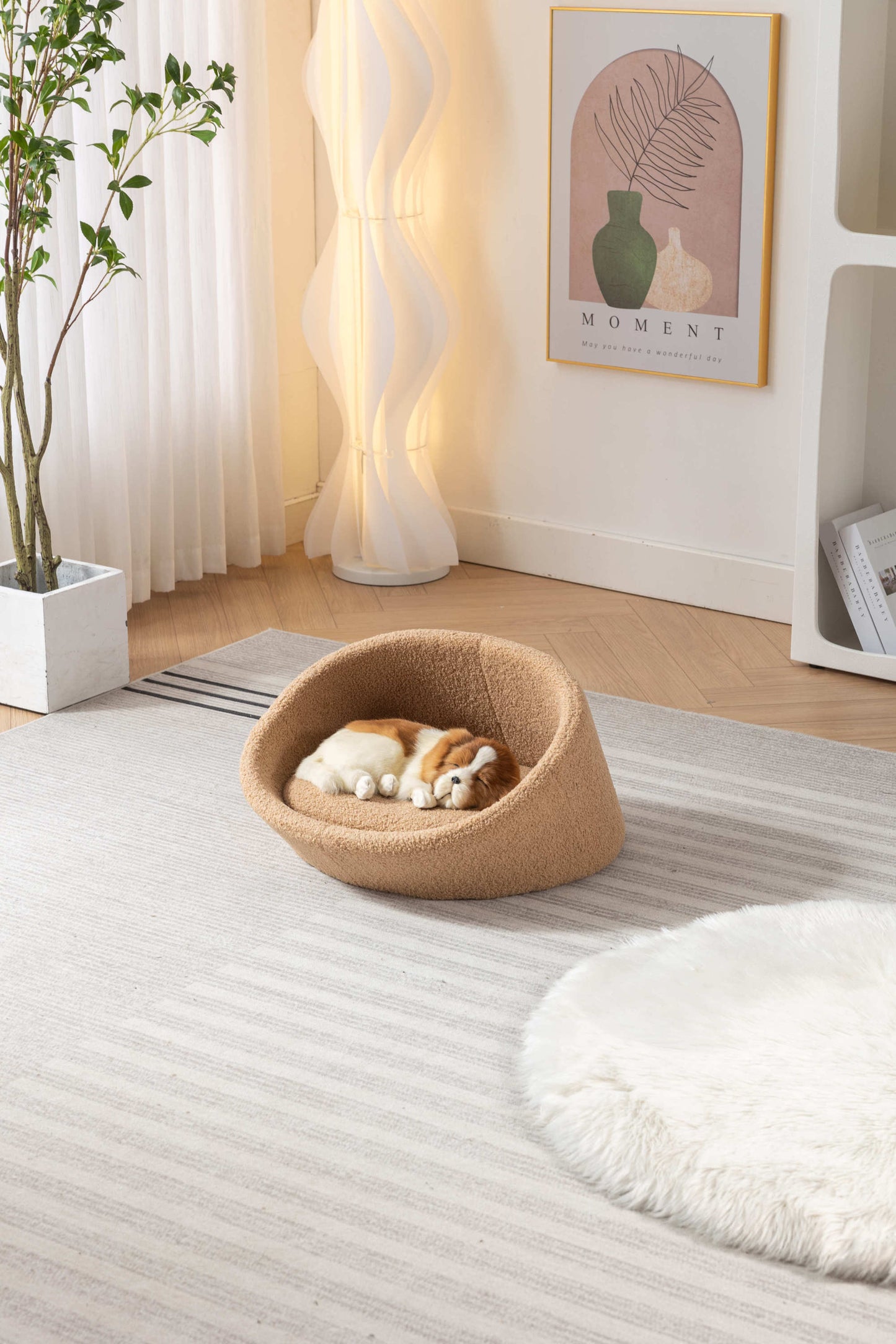 PANGPANG Cat Bed Pet Sofa: Solid Wood Frame, Cashmere Cover, Mid-Size, Brown Color