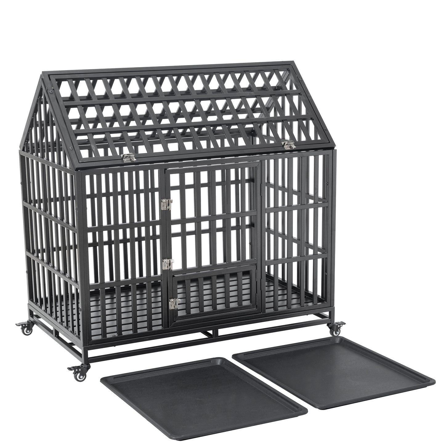 Heavy Duty Dog Cage with Roof & Window - Durable Pet Crate with Secure Roof and Ventilated Window for Large Dogs - Available in Multiple Sizes and Colors