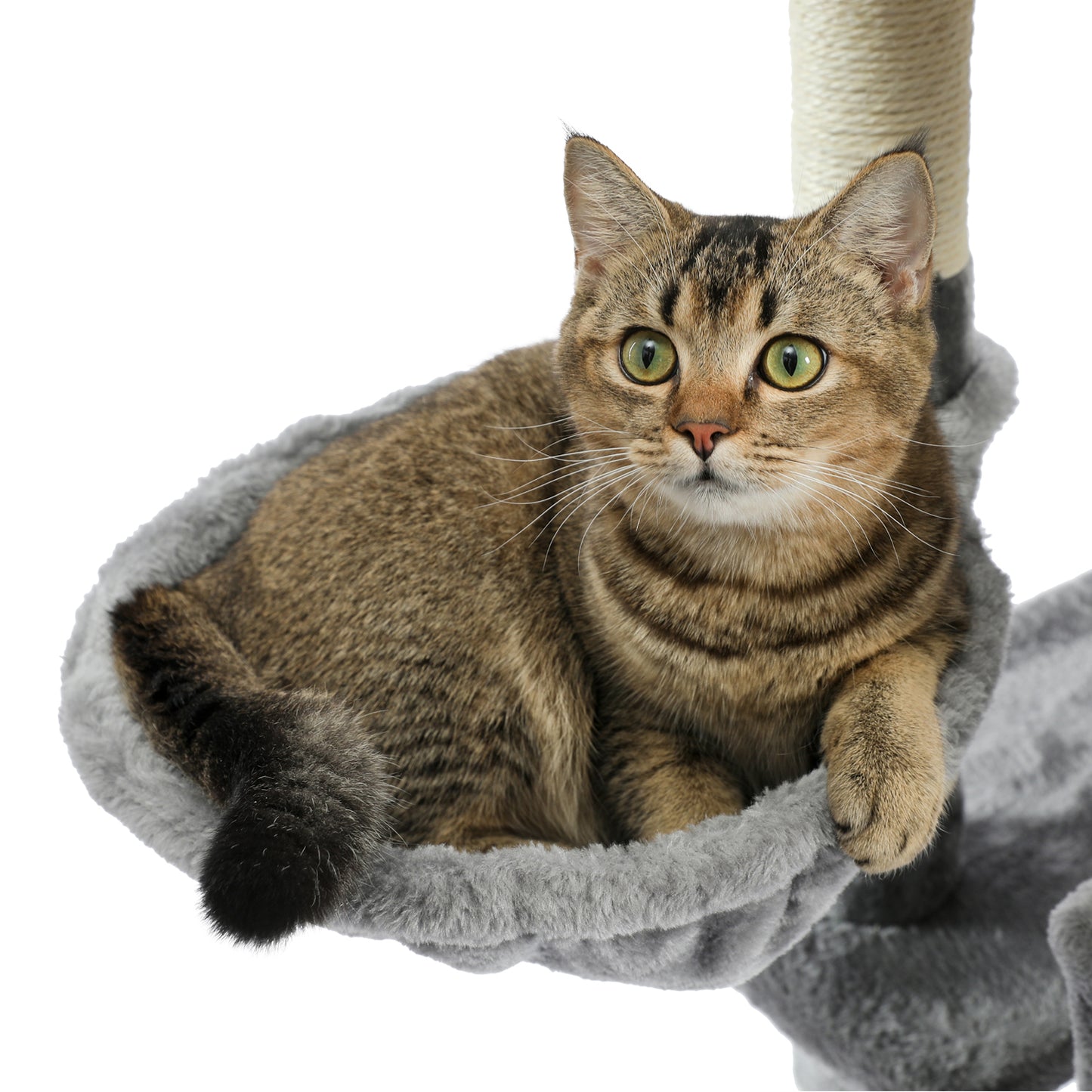 Cat Tree 69 Inches Cat Tower: 2 Condos, 2 Perches, Grey - Climber Furniture