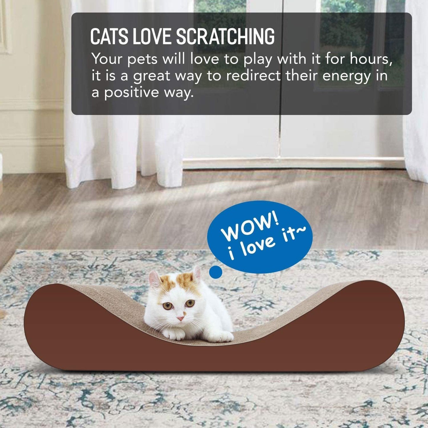 ScratchMe Bone Cat Scratcher Cardboard Lounge Bed - Durable, Prevents Furniture Damage, Cat Scratching Post, Board Pads - Ultimate Solution for Your Cat's Comfort, Play, and Safety