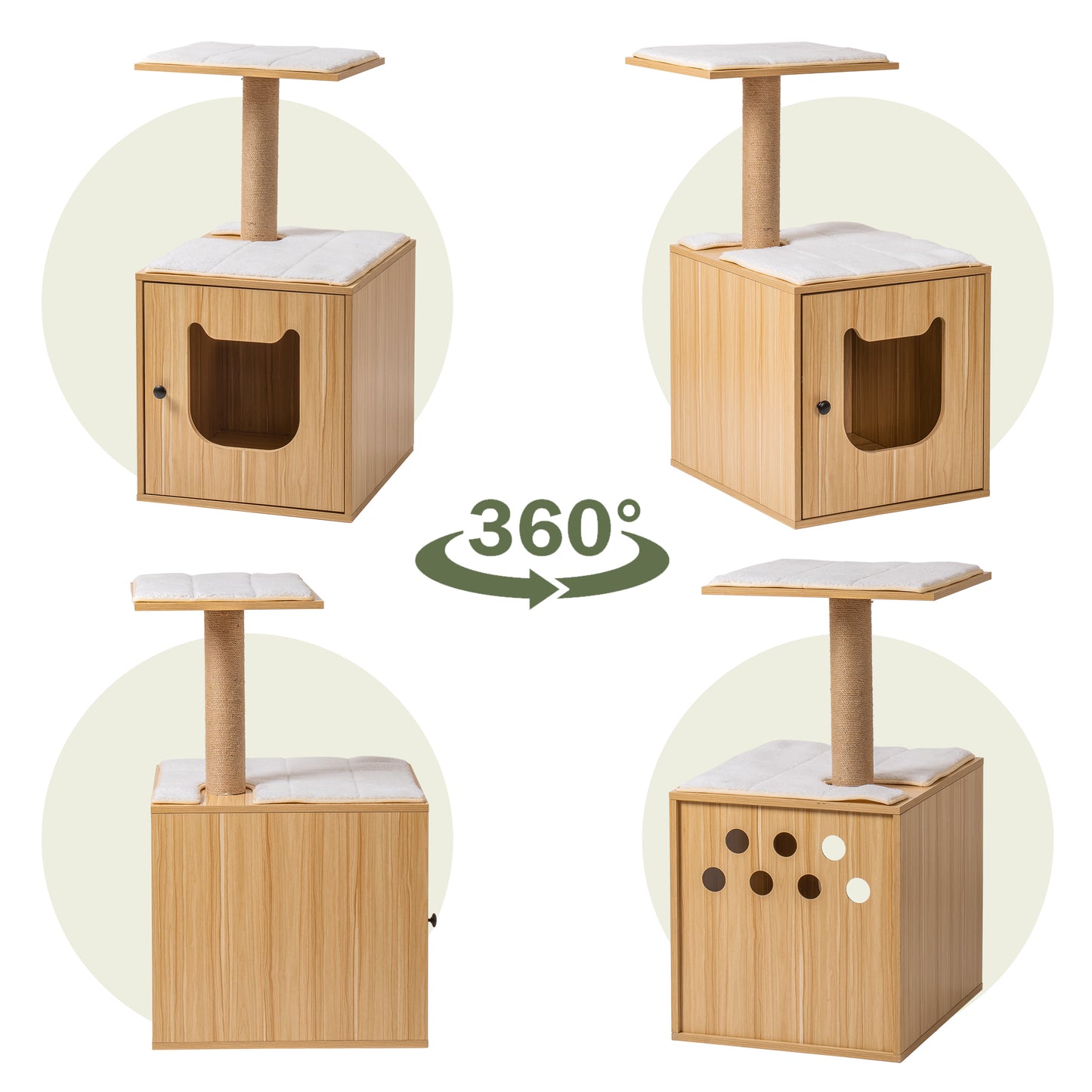 3-IN-1 Cat Litter Box Enclosure | Wooden Cat House with Hidden Cat Washroom & Scratching Post | Cat Bed Furniture - Ideal for Multi-Cat Homes | Space-Saving Design | Durable & Easy to Clean | Available in Various Sizes & Colors