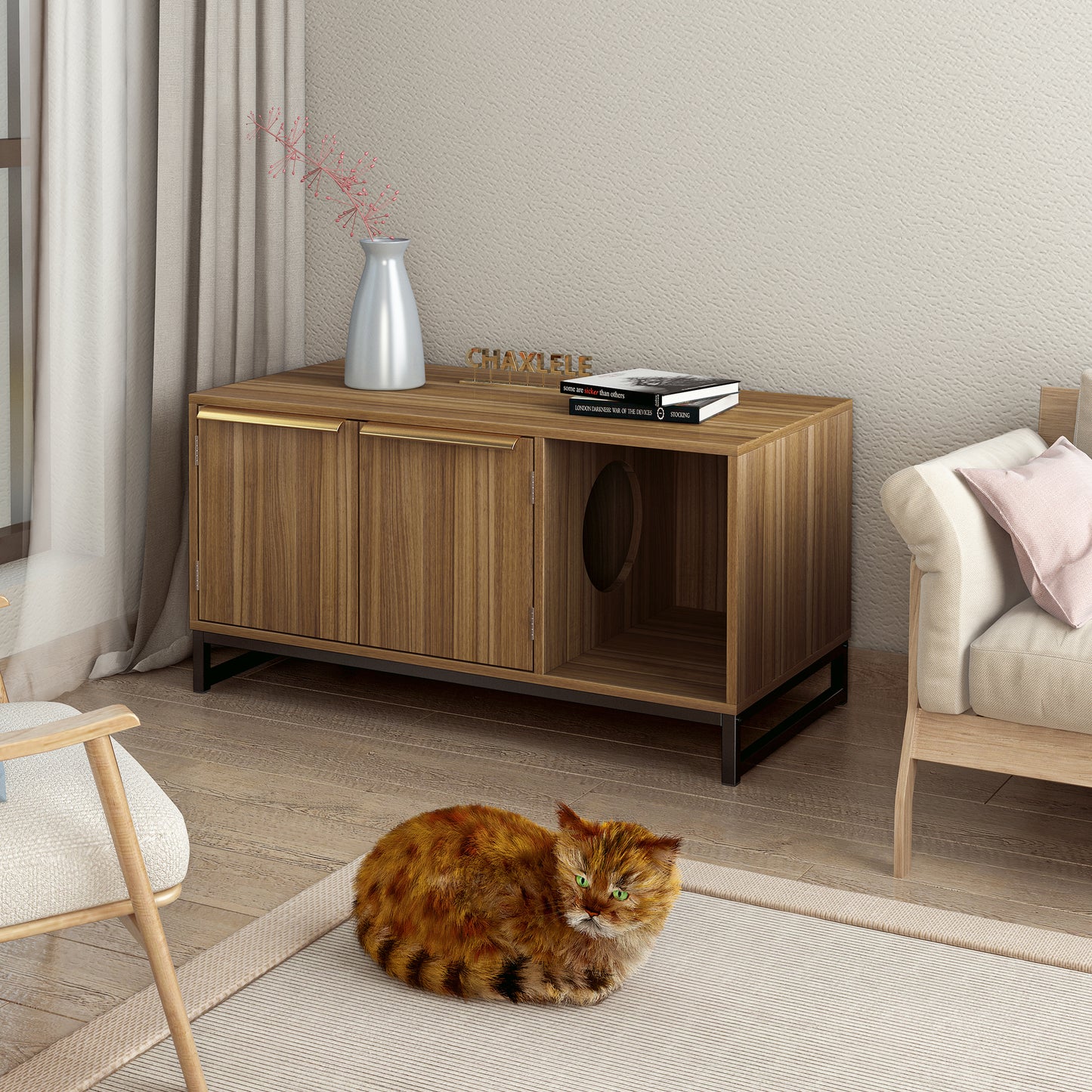 Cat House TV Stand: Pet House for Living Room - Multi-Functional Furniture with Storage Space for your Feline Friend - Available in Various Sizes and Colors