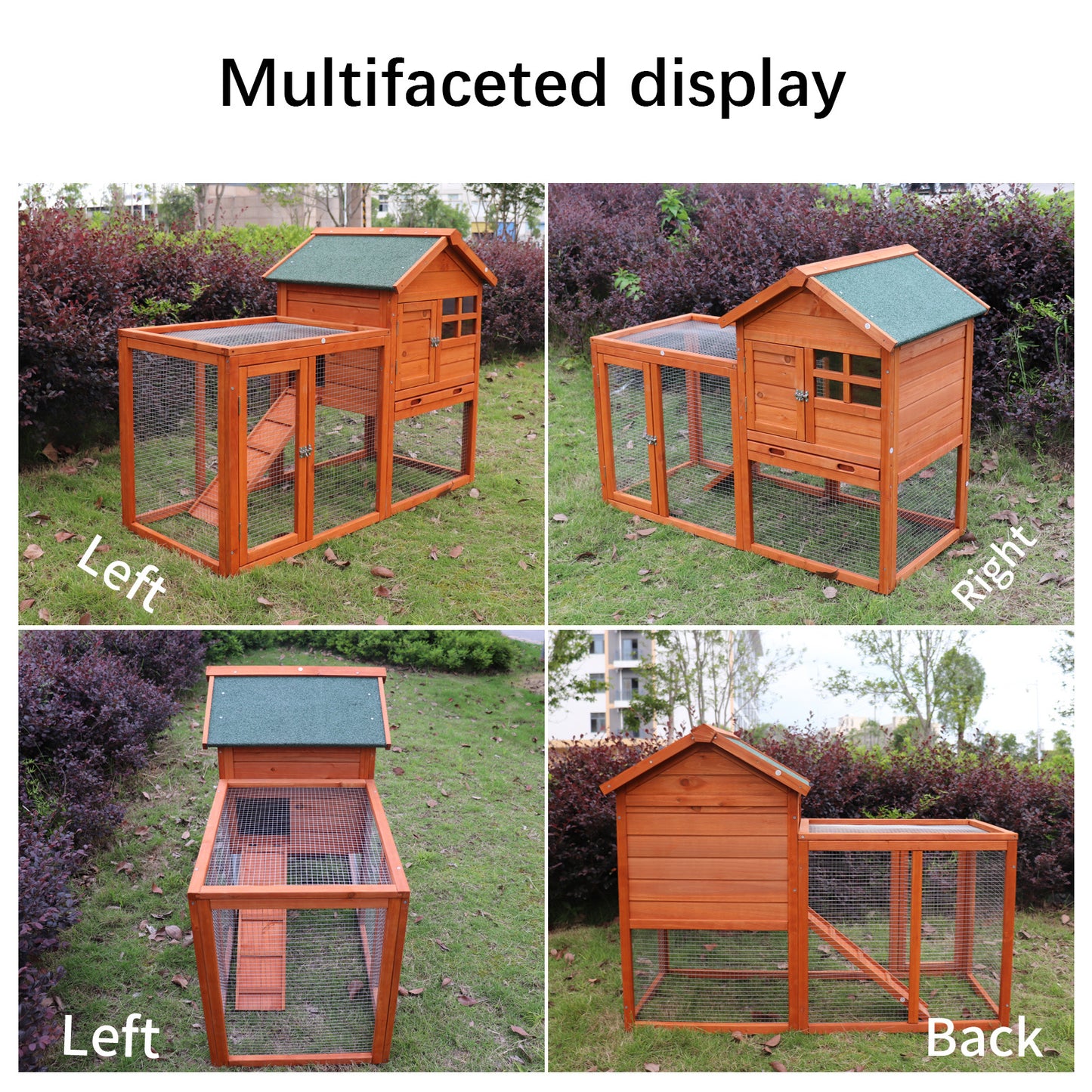 Deluxe Wooden Chicken Coop Hen House Rabbit Wood Hutch Poultry Cage Habitat (Natural) - Spacious and Sturdy Coop for Hen and Rabbit Shelter with Natural Wood Finish, Ideal for Poultry and Small Animals