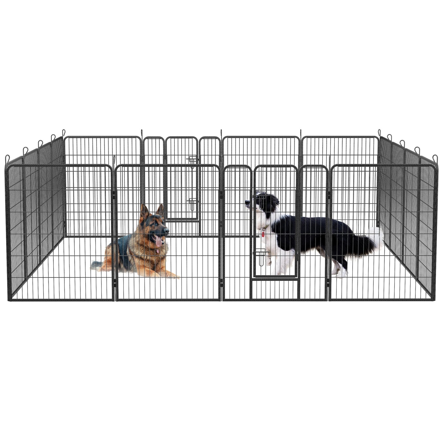 Dog Playpen Outdoor: 16-Panel 40" Height Exercise Fence w/ Doors for Large/Medium/Small Dogs - Portable Pet Playpen for Yard, RV, Camping - Hammer Paint Finish