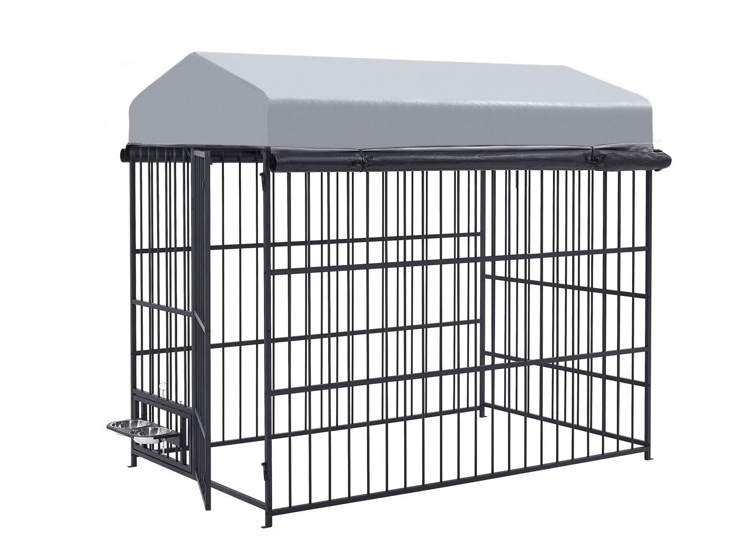 Large Outdoor Dog Kennel with Roof Cover - Spacious Pet Pens for Dogs - Metal Coop Fence Enclosure (6.6'L x 3.9'W x 5.9'H)