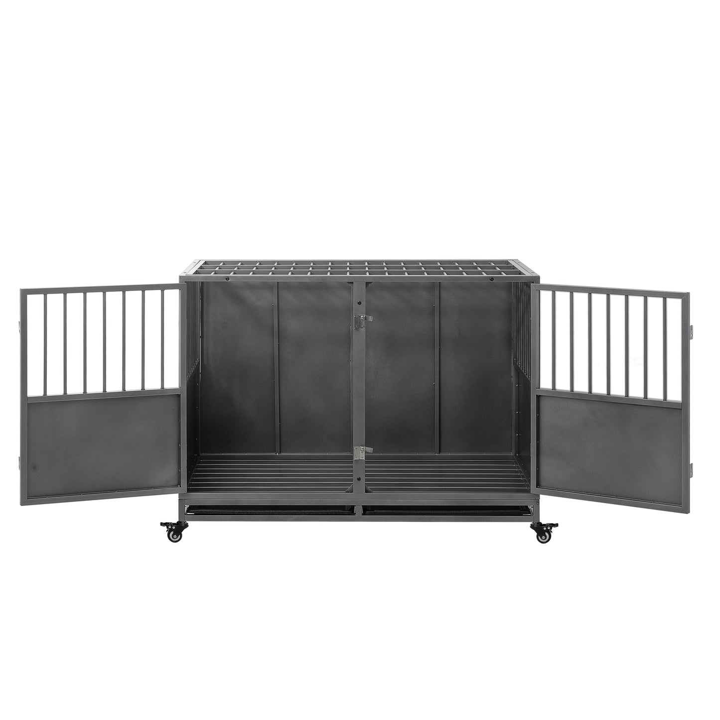 48-Inch Heavy Duty Dog Crate: Durable, Secure, & Spacious for Large Dogs | Easy Assembly | Rust-Resistant | Removable Tray | Two-Door Design | Black