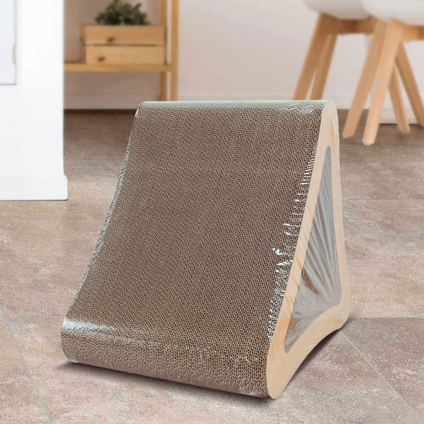 3-Sided Triangle Cat Scratching Post | Prevents Furniture Damage | Recycle Corrugated Vertical Cat Board Pads | Triangular | Multiple Sizes