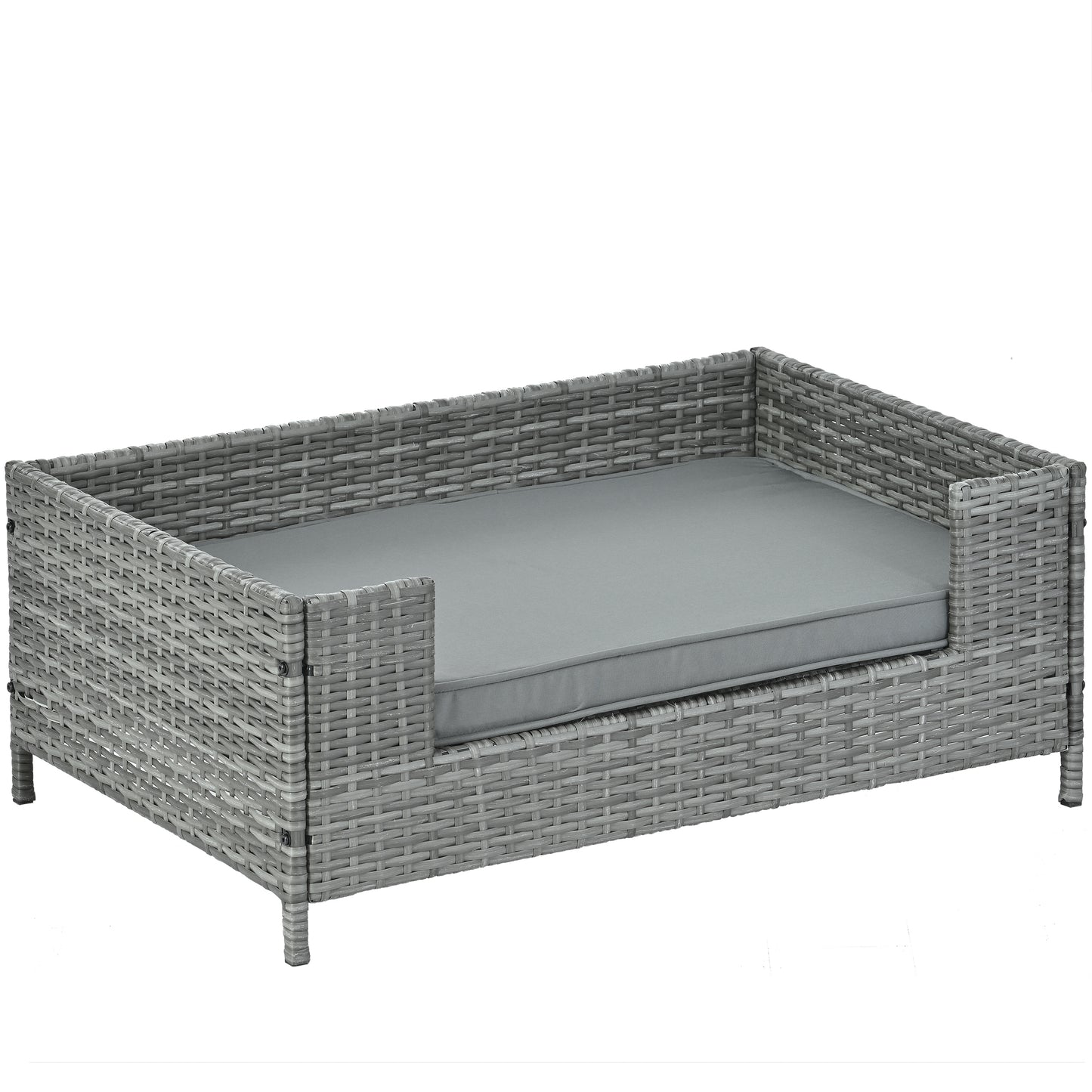 Dog Bed - Comfortable Pet Enclosure & Outdoor Furniture with Cushion - Seasonal PE Wicker, Various Sizes & Colors