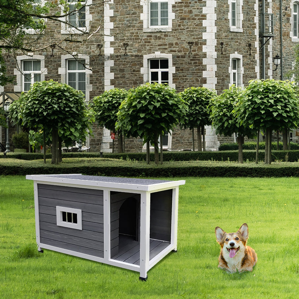 Outdoor Puppy Dog Kennel - Waterproof Dog Cage with Porch Deck, Wooden Dog House for All-Weather Protection, Spacious and Durable, Ideal for Small to Medium-Sized Dogs, Brown Color, Various Sizes Available