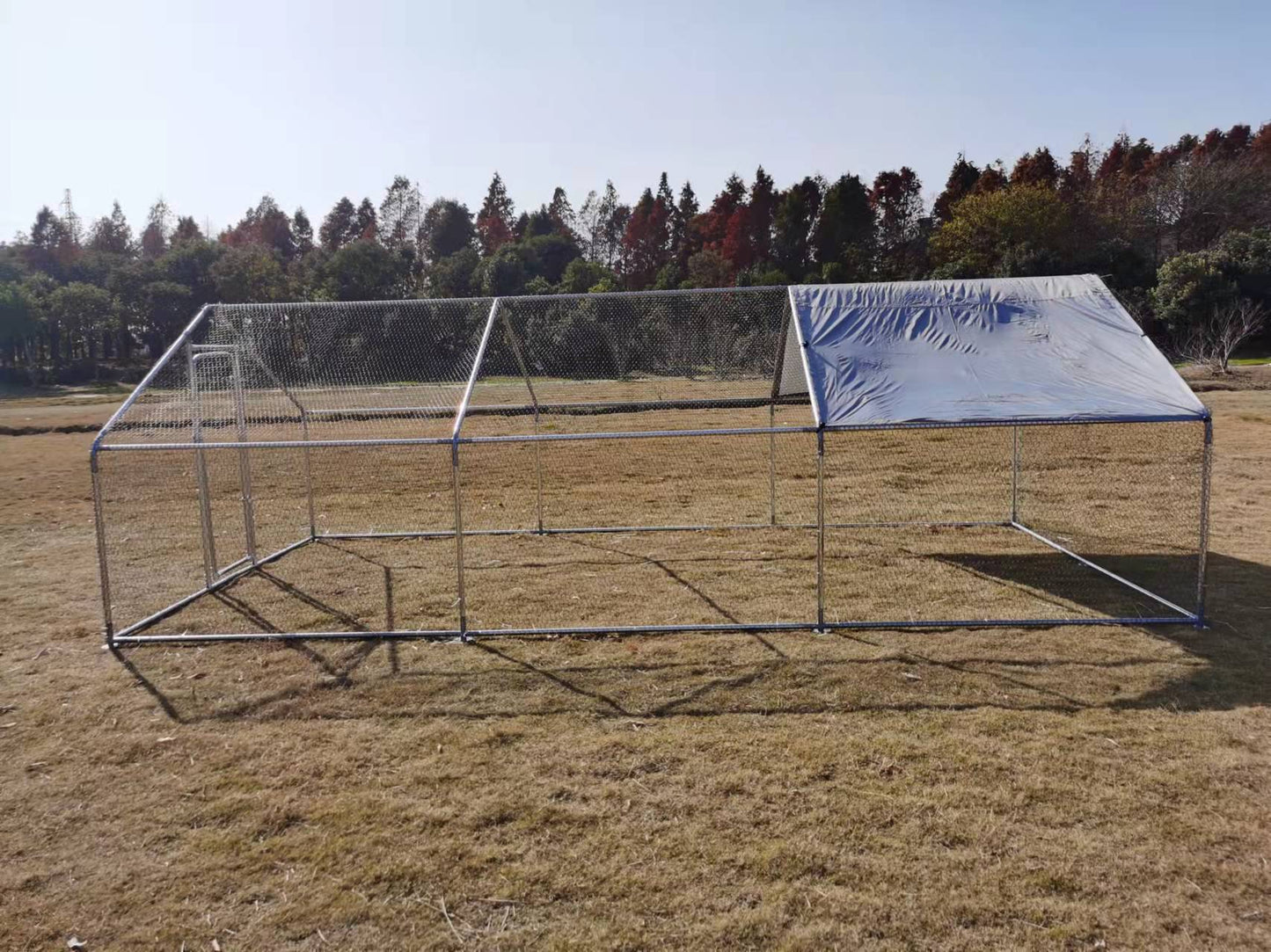 Large Metal Chicken Coop Walk-in Poultry Cage with Waterproof Cover (9.8' L x 19.7' W x 6.4' H)