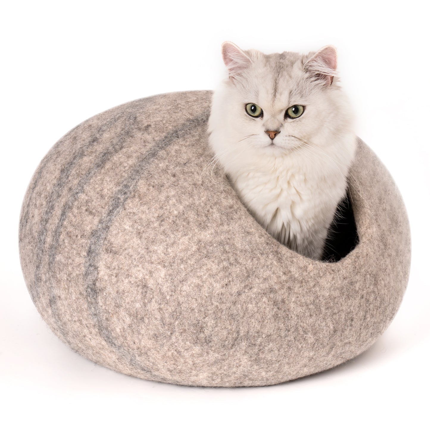 Handmade Wool Cat Cave Bed with Mouse Toy - Cozy and Comfortable Sleeping Space for Your Feline Companion - Available in Various Sizes and Colors