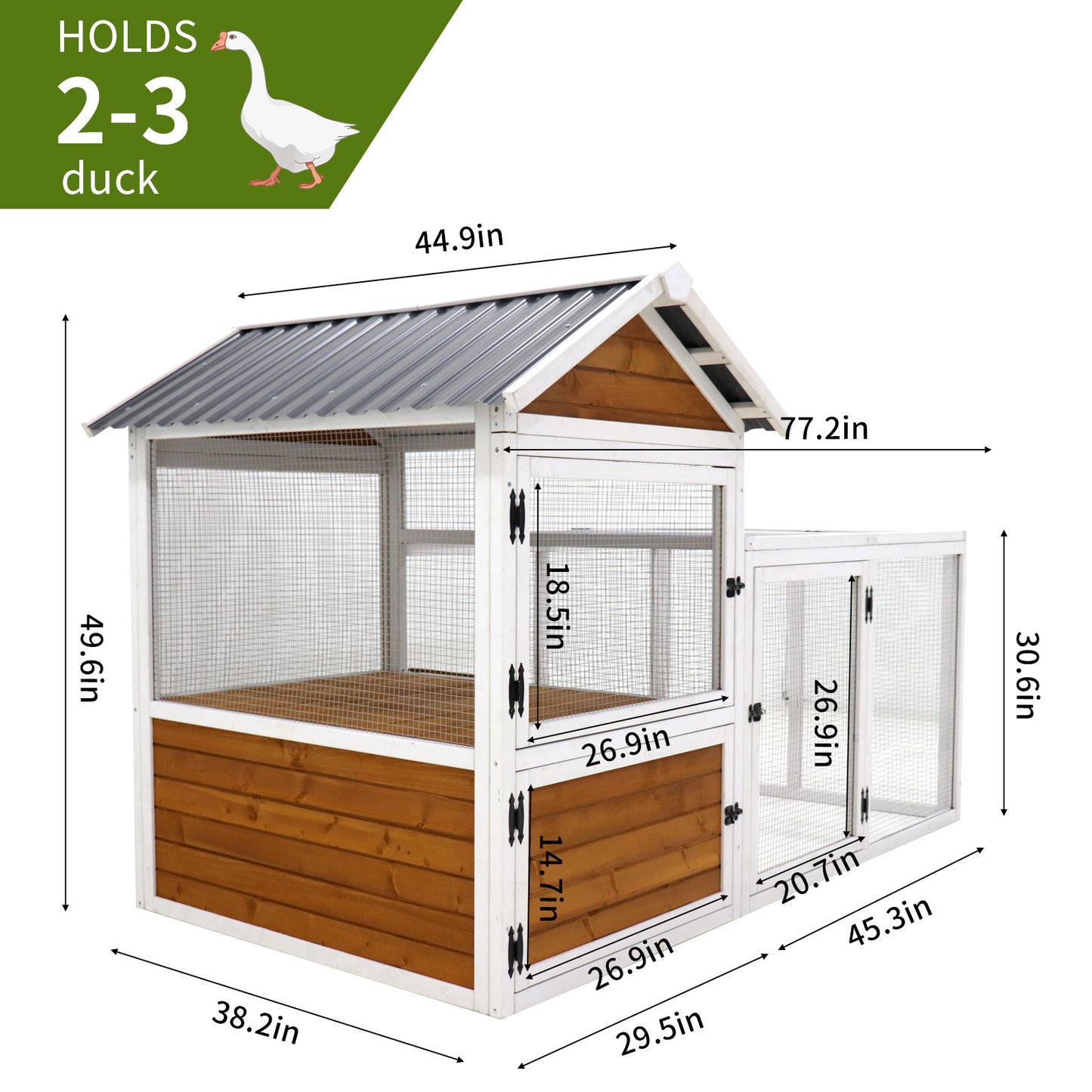 Large Outdoor Chicken Coop - Wooden Duck & Bird Cage with Nest Box - Waterproof PVC Board (Yellow Brown Gradient, 80")