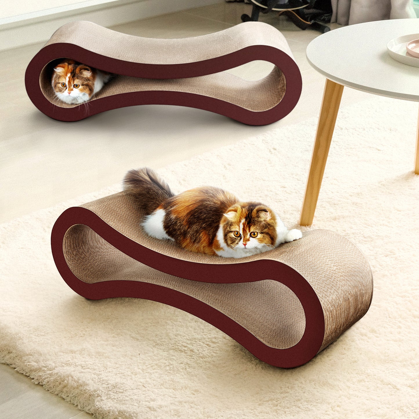 FluffyDream Cat Scratcher Cardboard - Infinity Shape, Curved Design, Scratching Pad House Bed Furniture Protector - Choose Your Color and Size