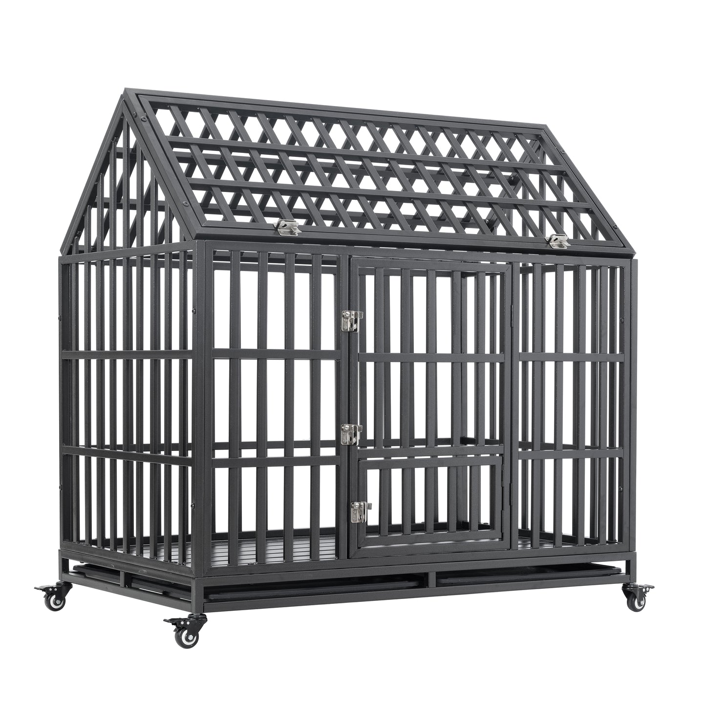 Heavy Duty Dog Cage with Roof & Window - Durable Pet Crate with Secure Roof and Ventilated Window for Large Dogs - Available in Multiple Sizes and Colors