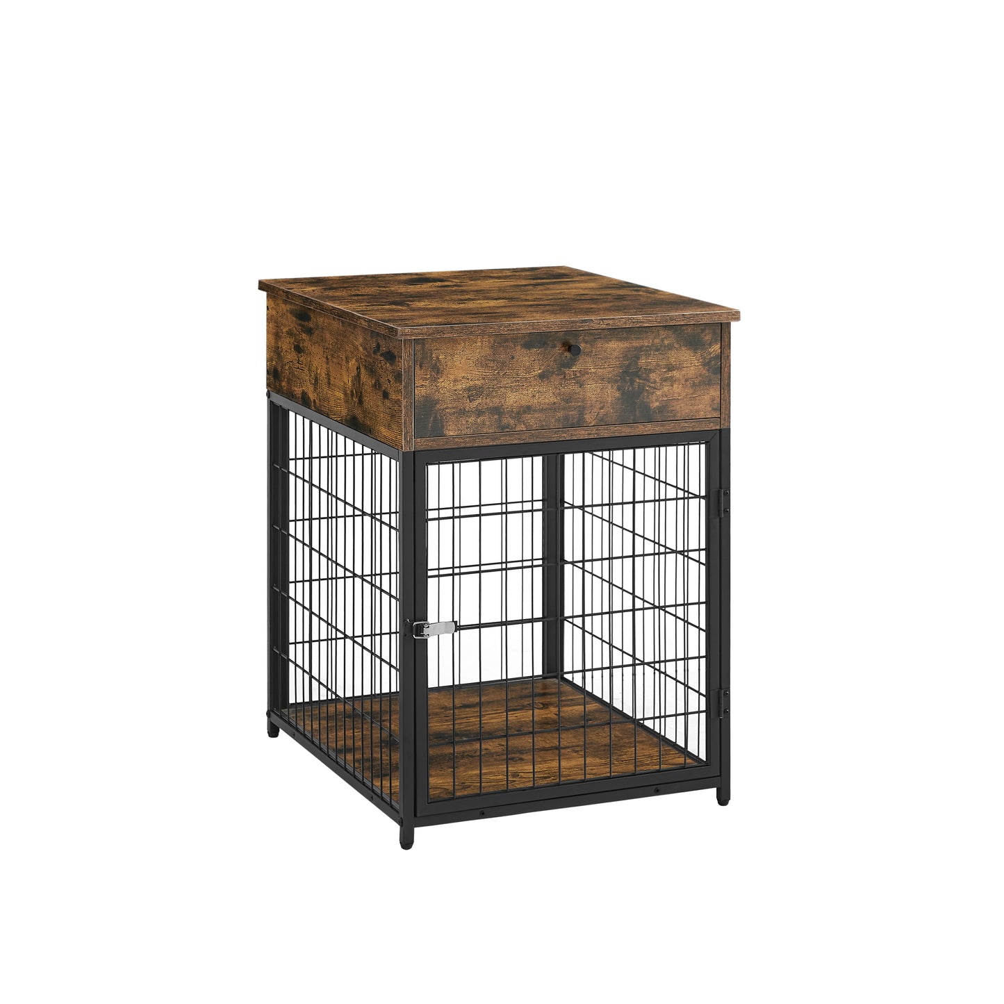 Furniture Style Wood Dog Crate End Table with Storage Console - Rustic Brown, 19.69'' W x 22.83'' D x 26.97'' H: Stylish and Functional Dog Crate End Table with Storage Console in Rustic Brown - Ideal for Your Canine Companion