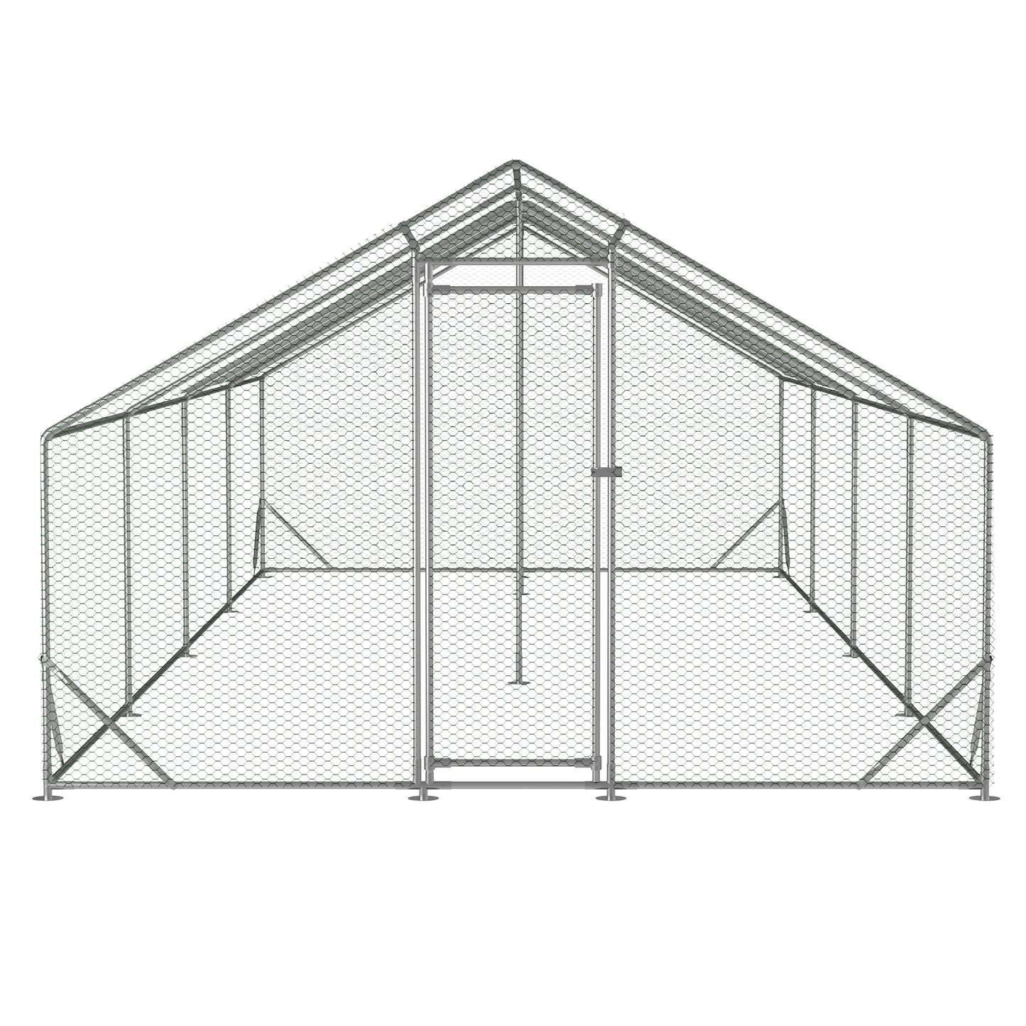 Large Metal Chicken Coop: Walk-in Chicken Run, Galvanized Wire Poultry Hen Pen Cage with Waterproof Cover for Outdoor Use (10' x 26' x 6.56')