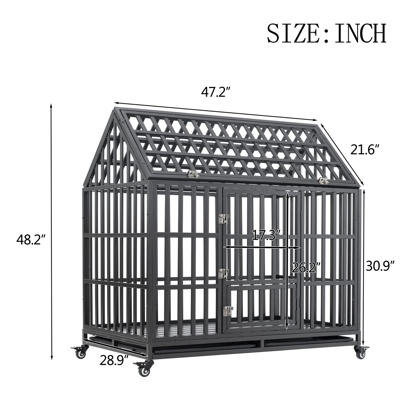 Heavy Duty Dog Cage with Roof & Window - Durable Pet Crate with Secure Roof and Ventilated Window for Large Dogs - Available in Multiple Sizes and Colors