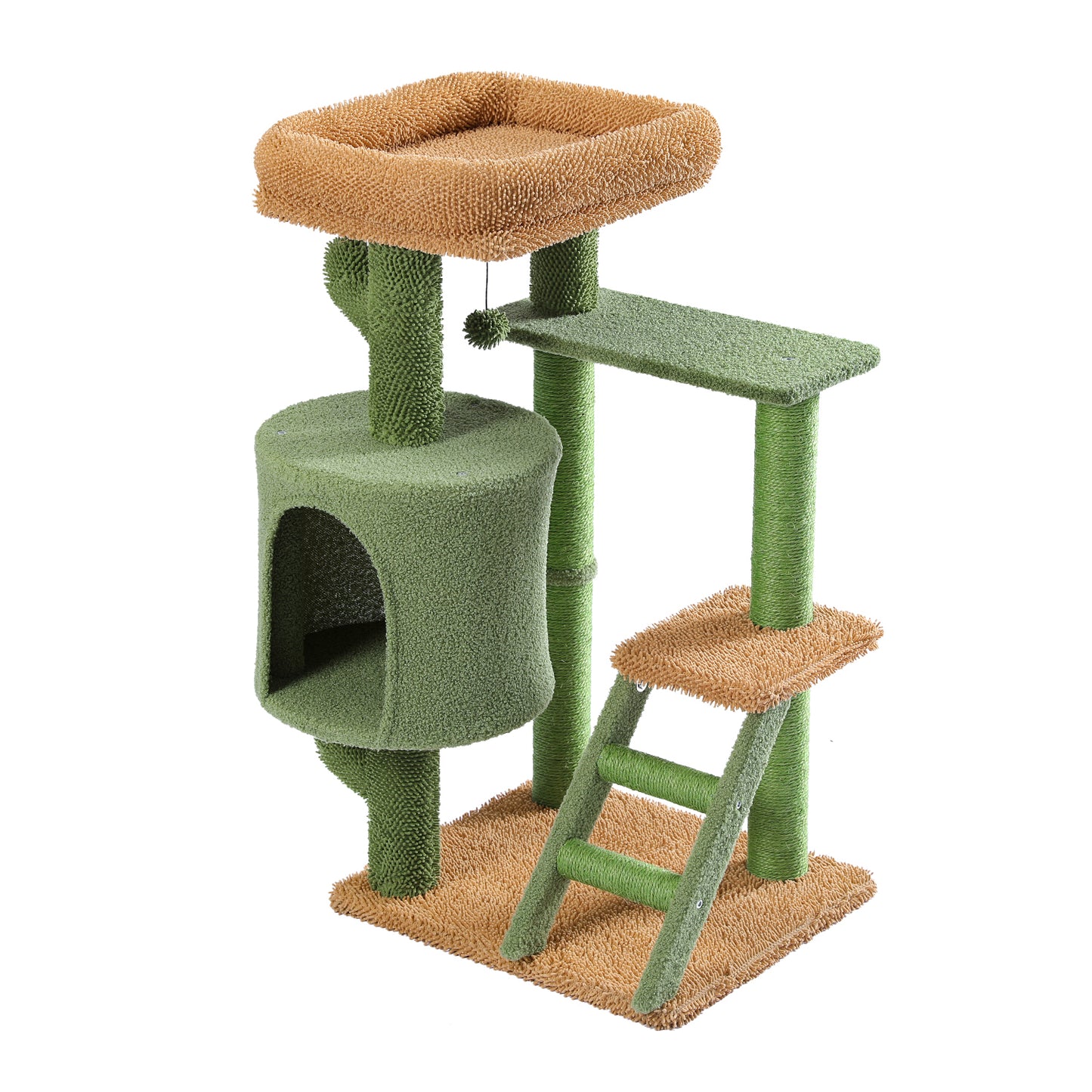 Desert Cactus Cat Tree: Multi-Level Condo with Ladder - Stylish, Sturdy, and Spacious - Available in Various Sizes and Colors