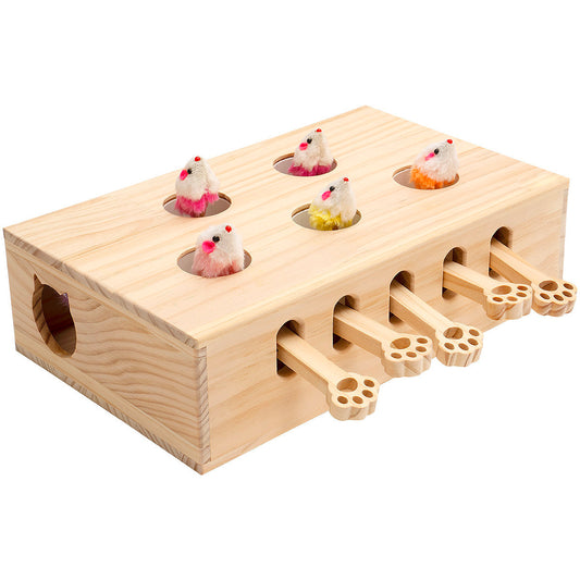 Interactive Solid Wood Cat Toys: Whack-a-mole Game for Indoor Cats & Kittens - Catch Mice, Enhance Playtime, Promote Exercise - Various Sizes & Colors Available