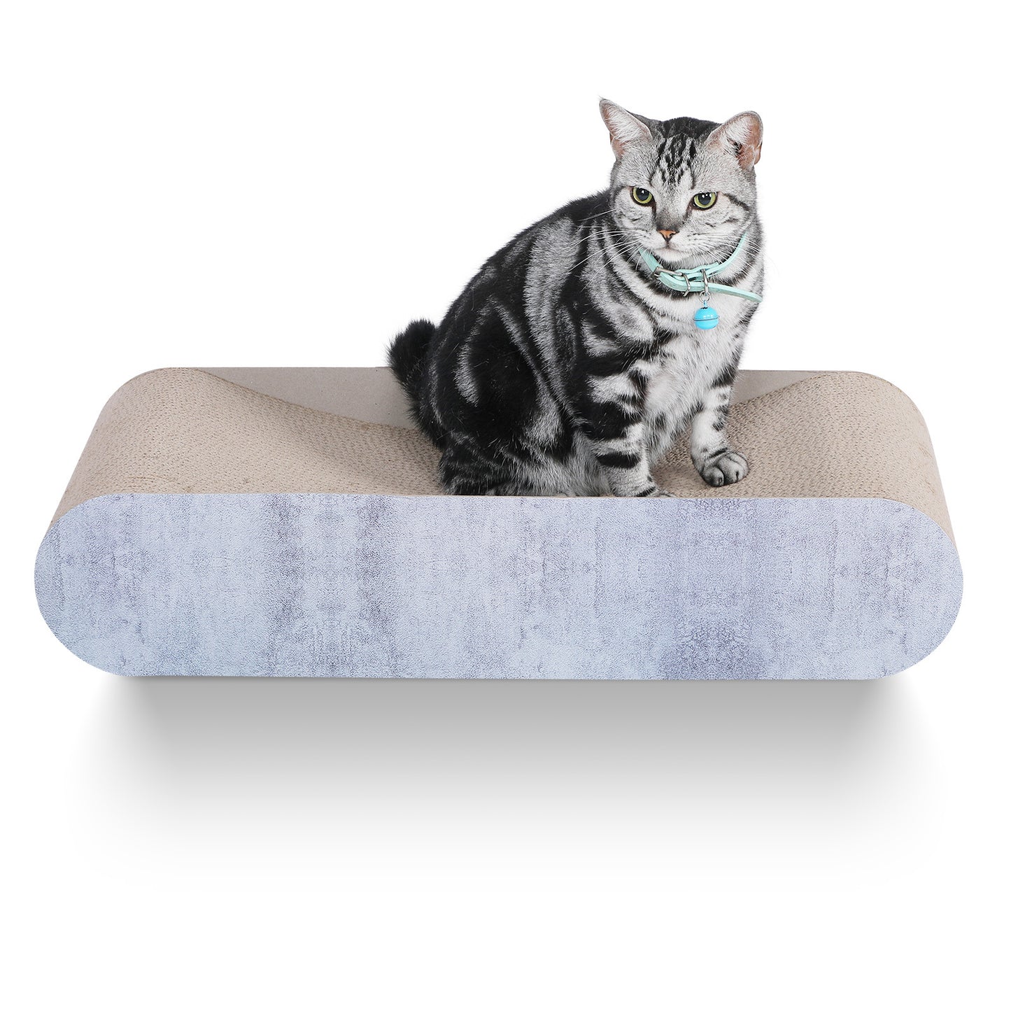 Fluffydream Cat Scratcher: Cardboard Lounge Bed, Bone Shape Design, Recyclable Corrugated Scratching Pad, Reversible, Grey