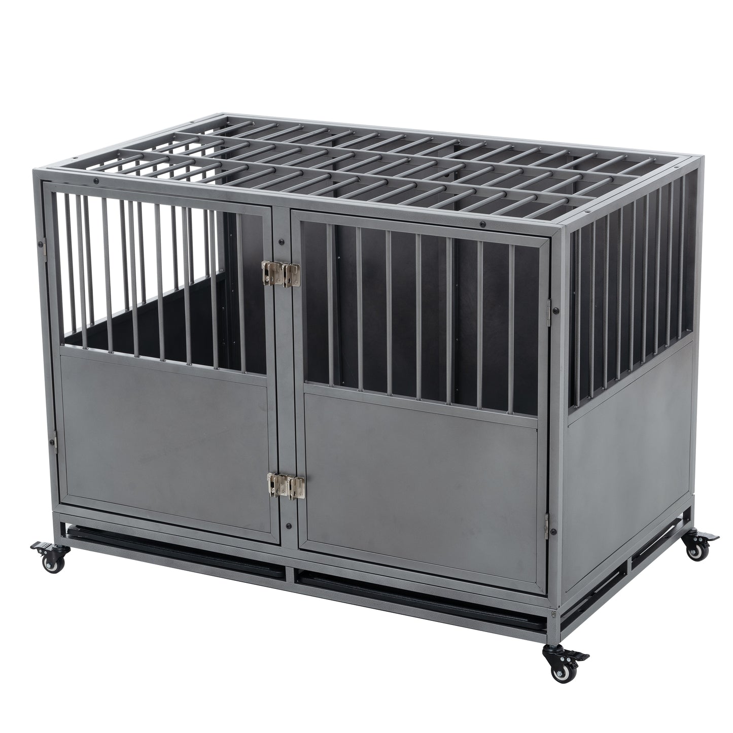 48-Inch Heavy Duty Dog Crate: Durable, Secure, & Spacious for Large Dogs | Easy Assembly | Rust-Resistant | Removable Tray | Two-Door Design | Black