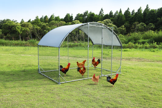 Large Metal Chicken Coop Upgrade: Sturdy Steel Wire Net Cage with Waterproof Oxford Cloth, UV Protection - 9.2'W x 6.2'L x 6.5'H