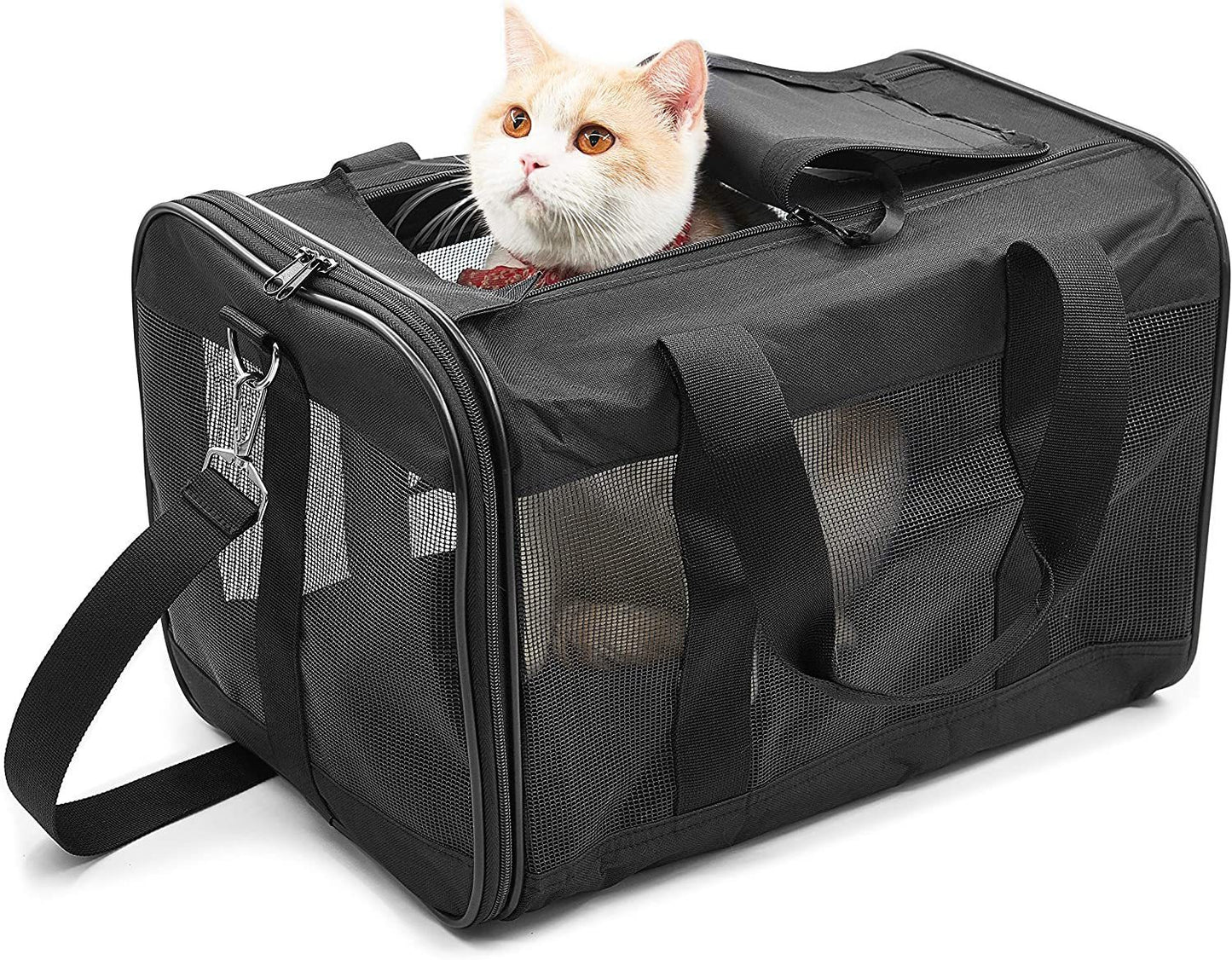 "Soft Sided Pet Travel Carrier for Cats, Small Dogs, Kittens or Puppies | Collapsible, Durable | Airline Approved | Travel Friendly | Safely Carry Your Pet Comfortably | ScratchMe | (Color/Size Options)"