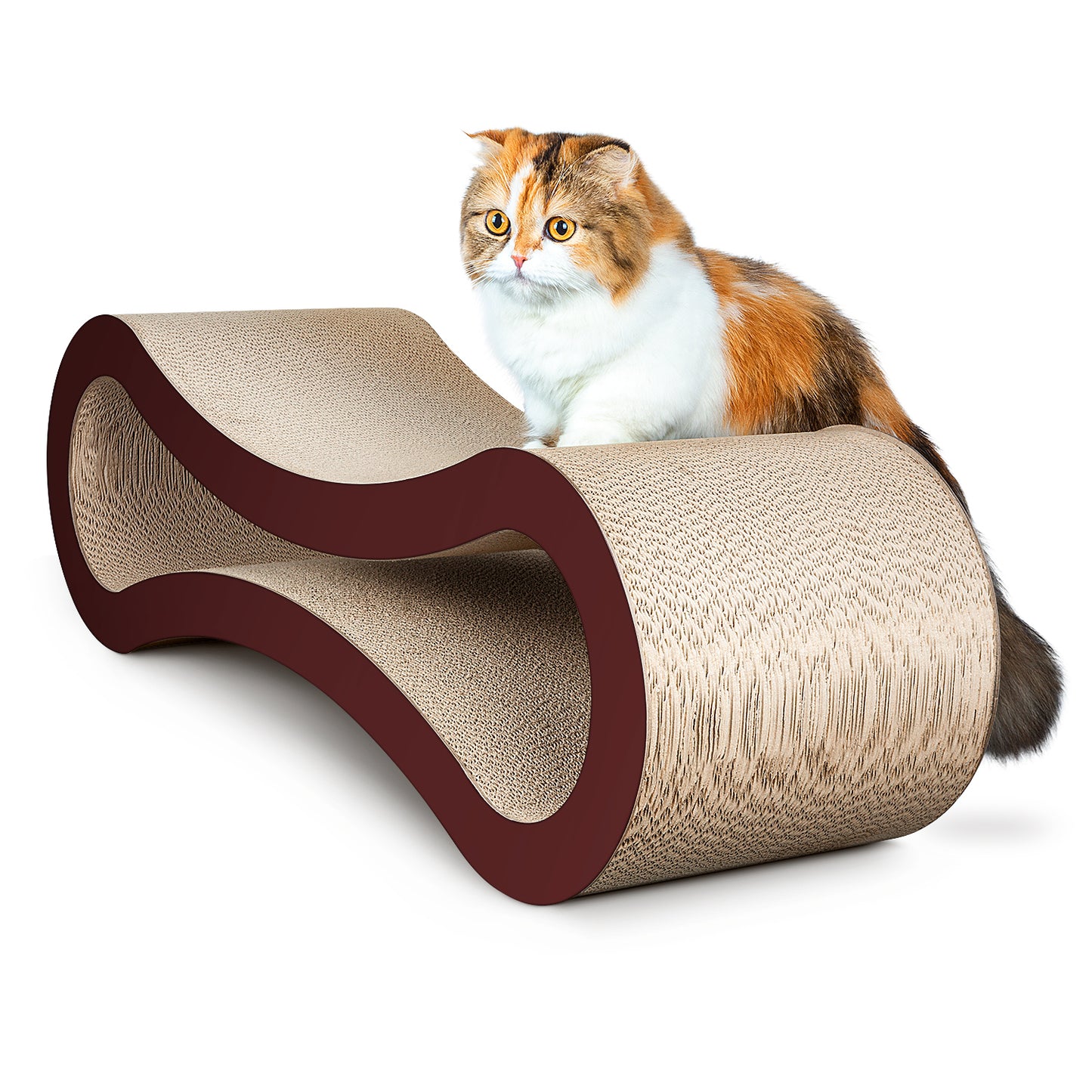 FluffyDream Cat Scratcher Cardboard - Infinity Shape, Curved Design, Scratching Pad House Bed Furniture Protector - Choose Your Color and Size