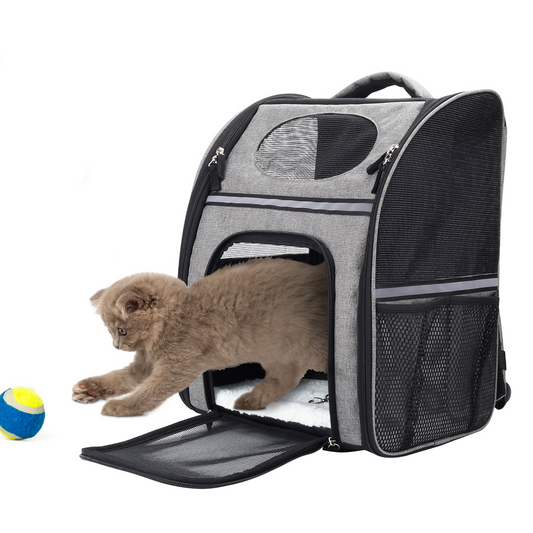 FluffyDream Pet Carrier Backpack: Safety Features, Cushion Back Support for Travel, Hiking | Large/Small Cats, Dogs | Puppies | Outdoor Use | Black