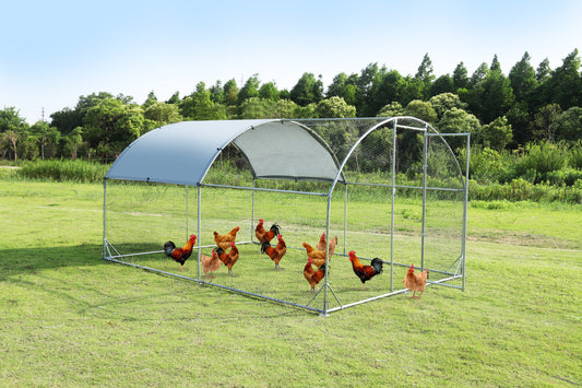 Large Metal Chicken Coop Upgrade: Steel Wire Net Cage, Oxford Cloth Waterproof UV Protection - 9.2'W x 12.5'L x 6.5'H