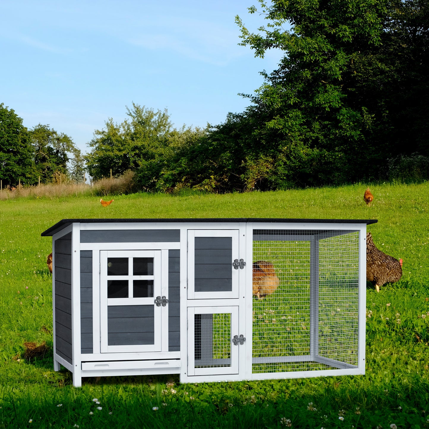 Outdoor Indoor Poultry Cage: Small Animal House Chicken Hutch Coop with Running Cage - Durable & Spacious Design for All-Weather Use - Ideal for Small Birds & Pets - Available in Various Sizes & Colors