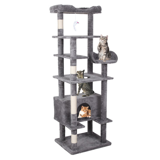 Cat Climbing Frame: Sturdy, Multi-Level Tower for Cats with Scratching Posts, Perches, and Hideout - Ideal for Small to Medium-Sized Cats - Available in Various Colors and Sizes