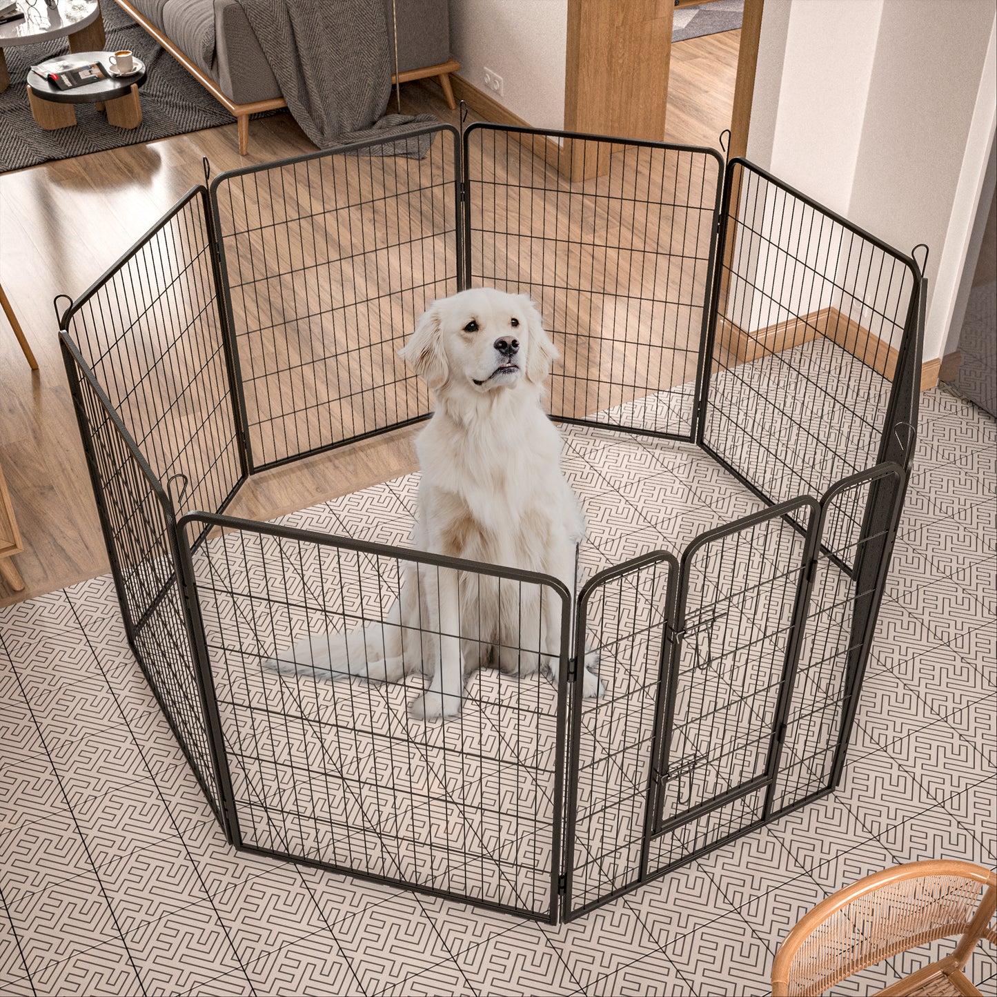 Heavy Duty Outdoor Dog Fence Playpen for Large Dogs | 40" Dog Kennel Pet Playpen - 8 Panels Metal Exercise Pens | Temporary Camping Yard Fence | Durable & Spacious | Various Colors & Sizes Available