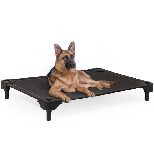 Outdoor Elevated Dog Bed - Raised Dog Cots Beds for Large Dogs - Indoor & Outdoor Pet Hammock Bed with Frame - Breathable Mesh - Large, Black