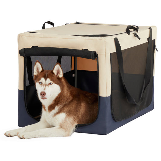 Adjustable Fabric Cover Dog Crates for Dogs with 3 Doors, Spiral Iron Pipe for Strength, Sewing, and Travel Convenience - Various Sizes and Colors