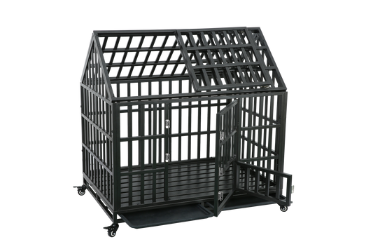 Heavy Duty Dog Cage with Roof - Sturdy Pet Crate for Secure Containment - Available in Various Sizes and Colors